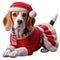 A beautiful Beagle with Christmas clothes on white background with png file with transparent background attached