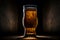 Beautiful beer with foam in classic beer glass in dark scene. Neural network generated art