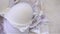 Beautiful beige and white silk and lace lingerie closeup