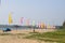 Beautiful bekal beach with colorful flags