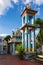 Beautiful bell tower of Tamil Surya Oudaya Sangam temple, Grand Baie, Pamplemousses district, Mauritius
