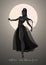 Beautiful belly dancer silhouette wearing exotic clothes