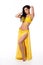 Beautiful Belly Dancer Wearing a Bright Yellow Costume