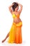 Beautiful bellydancer in yellow and orange