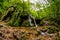 Beautiful Beusnita waterfall in the forest with green moss