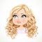 Beautiful bewildered cartoon blond girl with magnificent curly hair portrait