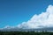 Beautiful big clouds in the beautiful sky, Sky background image. Blue background. Cumulonimbus. Beautiful clouds over the city.