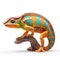 Beautiful big wild chameleon looking forward is shown in full length, Ai generated