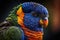 Beautiful Bird Rainbow Lorikeet Close Up. Colorful and Vibrant Bird.