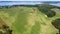 Beautiful bird`s eye view of blue lakes and green forests.