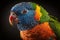 Beautiful Bird Varied Lorikeet Face. Colorful and Vibrant Bird.