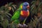 Beautiful Bird Varied Lorikeet in Forest. Colorful and Vibrant Bird.