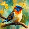 Beautiful birds oil painting - ai generated image