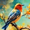 Beautiful birds oil painting - ai generated image