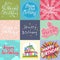 Beautiful birthday invitation card design colorful lettering poctcard vector greeting decoration.