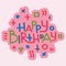 Beautiful birthday invitation card design colorful lettering poctcard vector greeting decoration.