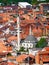 Beautiful Black dome Mosque on the ground seen from the Hills in Prizren, Kosovo