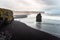 Beautiful Black Sandy Beach and Rough Sea along the Coast of Iceland in Autumn