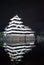 Beautiful black and white of Matsumoto castle with bright light at night