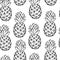 Beautiful black and white seamless doodle pattern with cute doodle pineapple sketch. Hand drawn trendy background. design