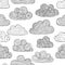 Beautiful black and white seamless pattern of doodle clouds. design background greeting cards and invitations to the wedding, birt
