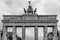 Beautiful black and white view of the upper part of the Brandenburg Gate in Berlin, Germany