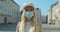 Beautiful blond Girl Wearing Medical Mask During Coronavirus COVID-19 Epidemic Pandemic Covid-19 coronavirus protection.
