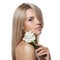 Beautiful Blond Girl With White Rose