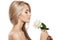 Beautiful Blond Girl With White Rose