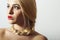 Beautiful Blond Woman with Tress.Beauty Red Lips.Valentines Day.Professional Make-up. Freak Girl with Heart on the Lips