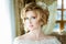 Beautiful blonde Bride portrait wedding makeup and hairstyle