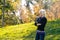 Beautiful Blonde Country Woman in Autumn