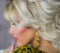 Beautiful blonde girl model shows off vintage Turkish, Oriental women`s, gold jewelry, earrings, rings, bracelets, pendant