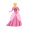 Beautiful blonde princess in a pink dress, fairytale or medieval character colorful Illustration