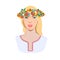 Beautiful blonde swedish girl with flower wreath. Midsummer holiday vector illustration