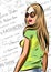 Beautiful blondie woman with sunglasses - fashion vector design.