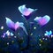 Beautiful blooming crocus flowers on a dark blue background. AI Generated