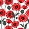 Beautiful blooming red poppy flowers seamless pattern illustration vector ,Design for fashion fabric,web,wallpaper,wrapping and