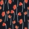 Beautiful blooming seamless pattern with orange Lilies flowers.