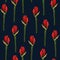 Beautiful blooming seamless pattern with red Lilies flowers bud, tropical exotic plant.