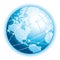 Beautiful blue 3d globe. Communication world icon.