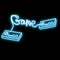 Beautiful blue bright glowing abstract neon icon, a signboard from old, retro, hipster, gaming, vintage joysticks for game play