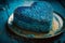 Beautiful blue cake. International Men's Day, Father's Day celebration. Generative AI.