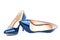 Beautiful blue classic women shoes isolated