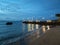 Beautiful blue after dusk beach shore tranquil view