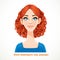 Beautiful blue-eyed red haired woman with a curl hair portrait for avatar