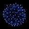 Beautiful blue firework. Bright salute on black background. Light blue decoration firework for Christmas, New