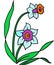 Beautiful Blue Flowers illustration, amazing orange and blue floral logo colored