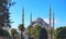 beautiful Blue Mosque of Turkey (Sultanahmet Camii), view from parkside, Istanbul