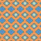 Beautiful blue and orange decorated Moroccan seamless pattern with colorful floral designs